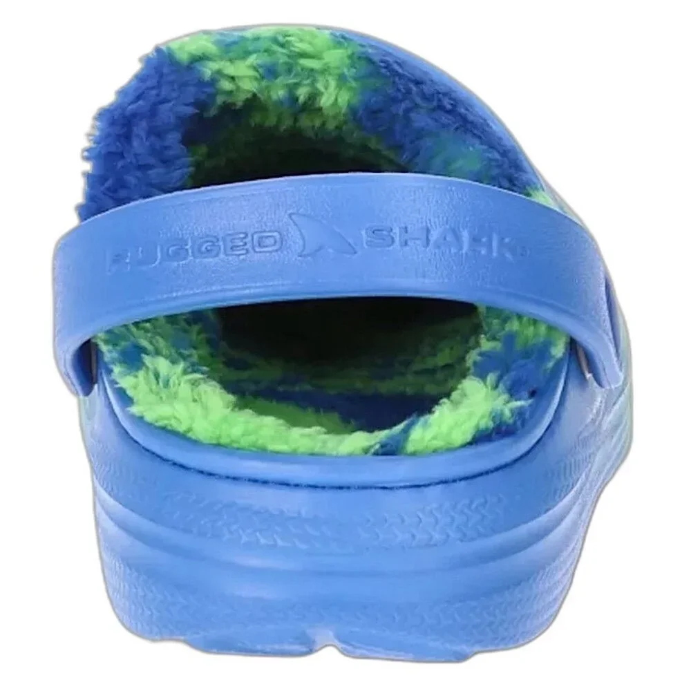 Rugged Shark TODDLER BOYS FAUX SHERPA LINED Clogs SIZE 8 Blue Sandals NEW
